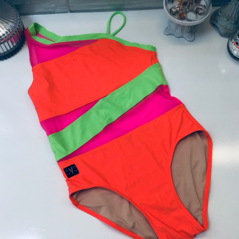 Kandi Kouture DayGlo Neon Leotard Sz TS